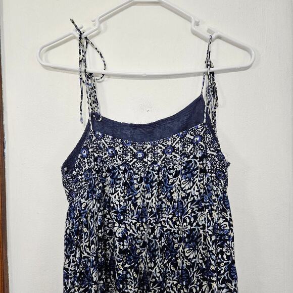 Sadie & Sage Tiered Eyelet Midi Dress Floral Sleeveless Tie Straps Sz Small Boho - Picture 10 of 11